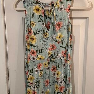 CALVIN KLEIN Floral Tie-Neck Dress - Yellow and Pink